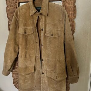 Vintage Ralph Lauren Tan Suede/Leather Trench Coat